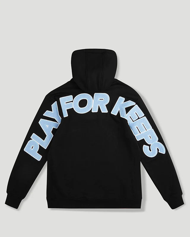 GEEDUP PLAY FOR KEEPS 'BLACK BABY BLUE' HOODIE